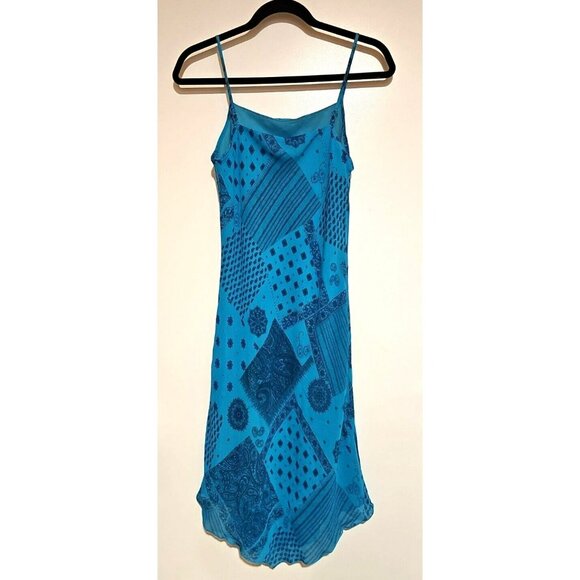 St. Michael Marks & Spencer Boho Fairy Women's Dress Sz 12 Blue Paisley - Picture 3 of 7